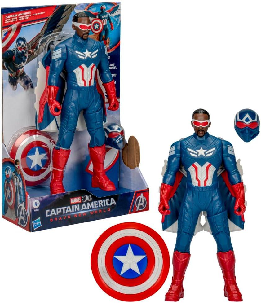 Marvel Avengers Captain America: Brave New World Flight Mode Action Figure with Accessories, 9-Inch-Scale (22 cm) Super Hero Toys for Kids Ages 4+
