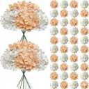 50 Pcs Faux White Peach Hydrangea Artificial Flowers Bulk, Fake Silk Hydrangea Flowers Heads with Stems for Wedding Decorations Garden Party Baby Shower Porch Home Decor Table Centerpieces