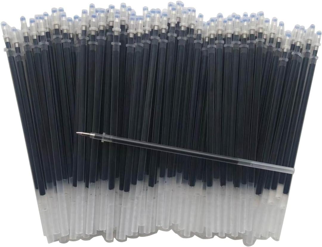Gel Pen Refills 0.5 mm,100 Pack Pen Ink Refills,Black Ink Pen Refill,0.5 mm Metal Tip,130mm/5.1 inches,Send 2 Extra Pens,Smooth Writing.