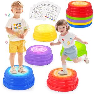 Stepping Stones for Kids,Toddler Stepping Stones Indoor & Outdoor, 5pcs Light up & Music Non-Slip Balance Sensory Toy,Obstacle Course, Promoting Sensory Coordination Skills, Gifts for Children Aged 3+