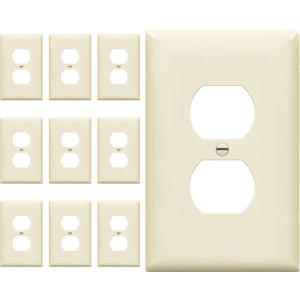 ENERLITES Duplex Receptacle Outlet Wall Plate, Gloss Finish, Midway Size 1-Gang 4.88" x 3.11", Unbreakable Polycarbonate Thermoplastic, UL Listed, 8821M-LA-10PCS, Light Almond, 10 Pack