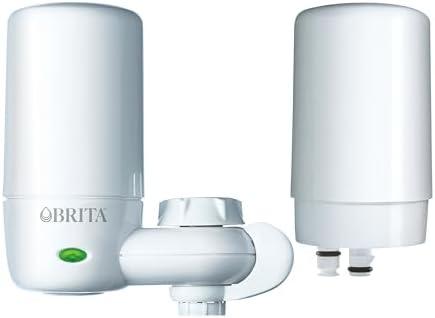 Brita Complete Faucet Mount Water Filtration System, BPA-Free Faucet Water Purifier for Sink, Reduces 99% of Lead, Filter Replaces 2,250 Plastic Water Bottles a Year, Lasts Four Months, Includes 1 System/2 Filters, White
