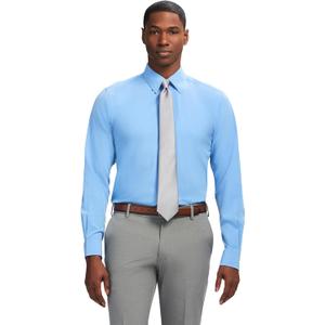 Izod Men's Dress Shirt Slim Fit Traveler Long Sleeve All Over Stretch Classic Collar (14"-14.5" Neck 32"-33" Sleeve, Cornflower Blue)