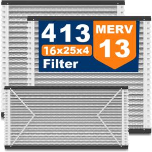 3Pack 413 Replacement Filter Compatible with April-Aire Whole House Air Purifiers Models 1410, 1610, 2410, 2416, MERV 13 Furnace Filter Replacement, Size 16x25x4 (Actual size: 16.5x27.5x4in)