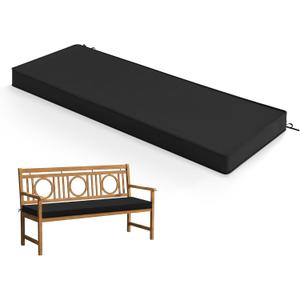 Summsun Outdoor Bench Cushion: Waterproof and Fade Resistant Patio Furniture Cushions - Non-Slip Bench Pad Cushion with Removable Cover for Garden Swing Porch Sofa Settee, 48 x 18 x 3 Inch, Black
