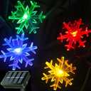 Solar Christmas Lights Outdoor Waterproof Decorations 20 Ft 30 LED Snowflake String Fairy Lights with 8 Lighting Modes for Wedding, Party, Tree, Room, Garden, Patio, Yard, Home