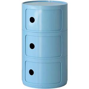 3 Tier Round Nightstand with Drawers, Royal Blue Round Side Table Small Plastic Storage End Table Suitable for Bedroom, Living Room, Bathroom