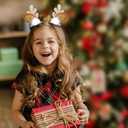 2 x Boobeen Christmas Hair Clip - 2 Pairs Cute Reindeer Antlers Ears Hair Accessory Antlers Headdress Hairpin for Christmas Party