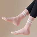 Womens 4Pcs Pilates Grip Socks Non Slip Yoga Socks with Grips Barre Hospital Athletic Socks for Women (Pink)