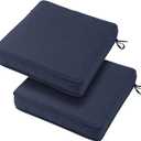 19x19x3 Inch Outdoor Square Corner Chair Cushions with Ties Set of 2, Water&Fade Resistant Thick Seat Cushion Pads for Garden Patio Dining Porch Furniture - Navy Blue