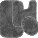 Garland Rug Finest Luxury Dark Gray 3-Piece Set Ultra Plush Washable Bath Rug Set - Soft, Absorbent, And Stylish For Your Bathroom