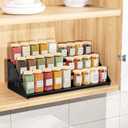 BOIVSHI Spice Organizer, Spice Rack for Expandable 3-Tier, Spice Organization for Cabinet Expandable Width and Adjustable Height, Seasoning Organizer for Cabinet, Countertop, Pantry, Black