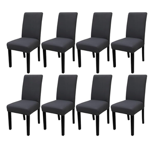 JQinHome Dining Room Chair Covers Set of 8, High Stretch Chair Slipcover Removable Washable Chair Seat Protector Cover for Home Party Hotel Wedding Ceremony (Grey)