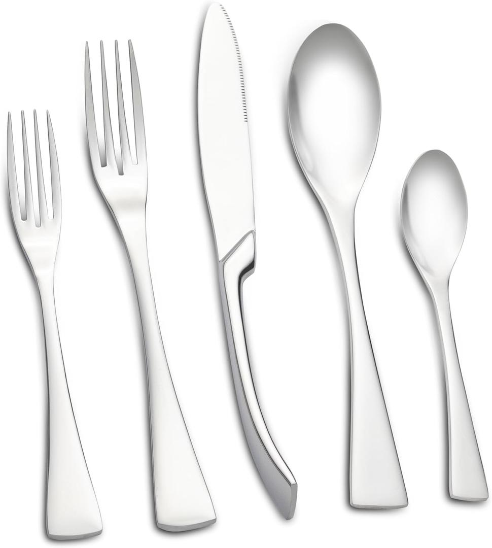 40-Piece Silverware Set for 8, Stainless Steel Flatware Set Food-Grade Silverware Cutlery Set, Include Knife/Fork/Spoon, Mirror Polished, Dishwasher Safe