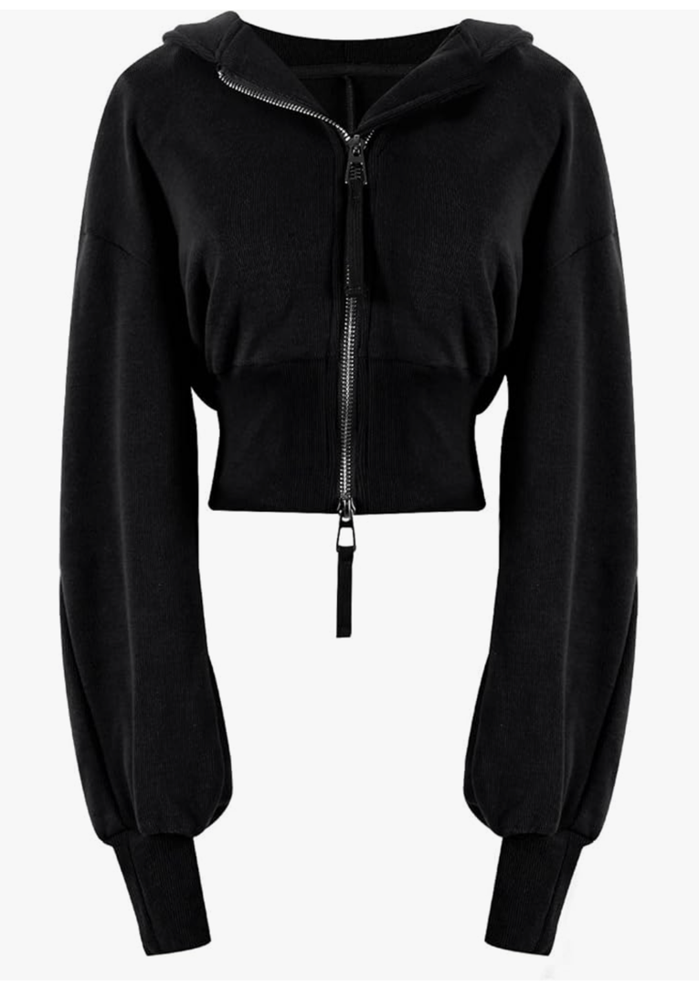 Arssm Cropped Hoodie Women Zip Up Long Sleeve Sweatshirts Casual Fashion Hooded Workout Jacket Crop Top S 