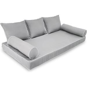 Cover,Waterproof Outdoor Twin Mattress Cover for Daybed,Outdoor Daybed Cushion Bolster Pillow Fitted Sheet Covers,Only Covers (Gray). 8pc