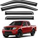 Outside-Mount Window Rain Guards Fit for 2005-2021 Nissan Frontier Crew Cab, Extra Durable Window Visors Wind Deflector Dark Smoke Vent Shades Car Tape-on with Thicker 4PCS
