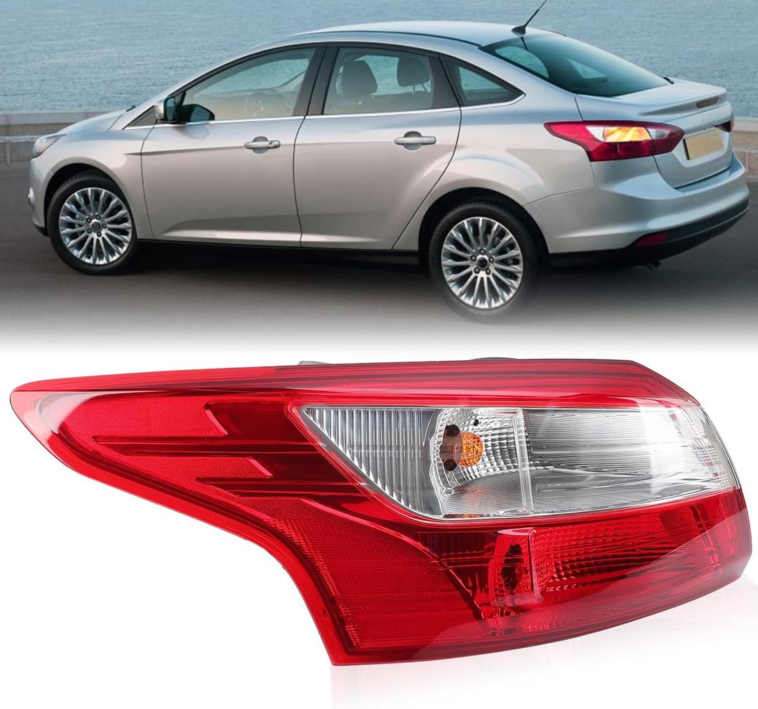 Tail Light Compatible with Ford Focus Sedan 2012 2013 2014 with Bulb Replace FO2818151 (Left Driver Side)