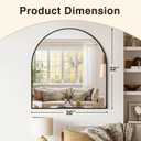 Vanity Bathroom Mirror for Wall, 32x30 Arched Bathroom Mirror for Over Sink, Arched Metal Frame for Bedroom, Living Room, Entryway, Hanging or Leaning, Black