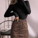 MANGOPOP Women's Mock Turtle Neck Long Sleeve Tops Bodysuit Jumpsuit (Black, S)
