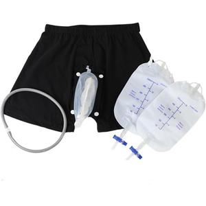Wearable Urine Bag Male Urinal Bag Incontinence Pants for Men, Reusable Portable Male Collection Bags Urinal System with Collection Bag Portable Leak Proof Leg Pee for Elder (L)
