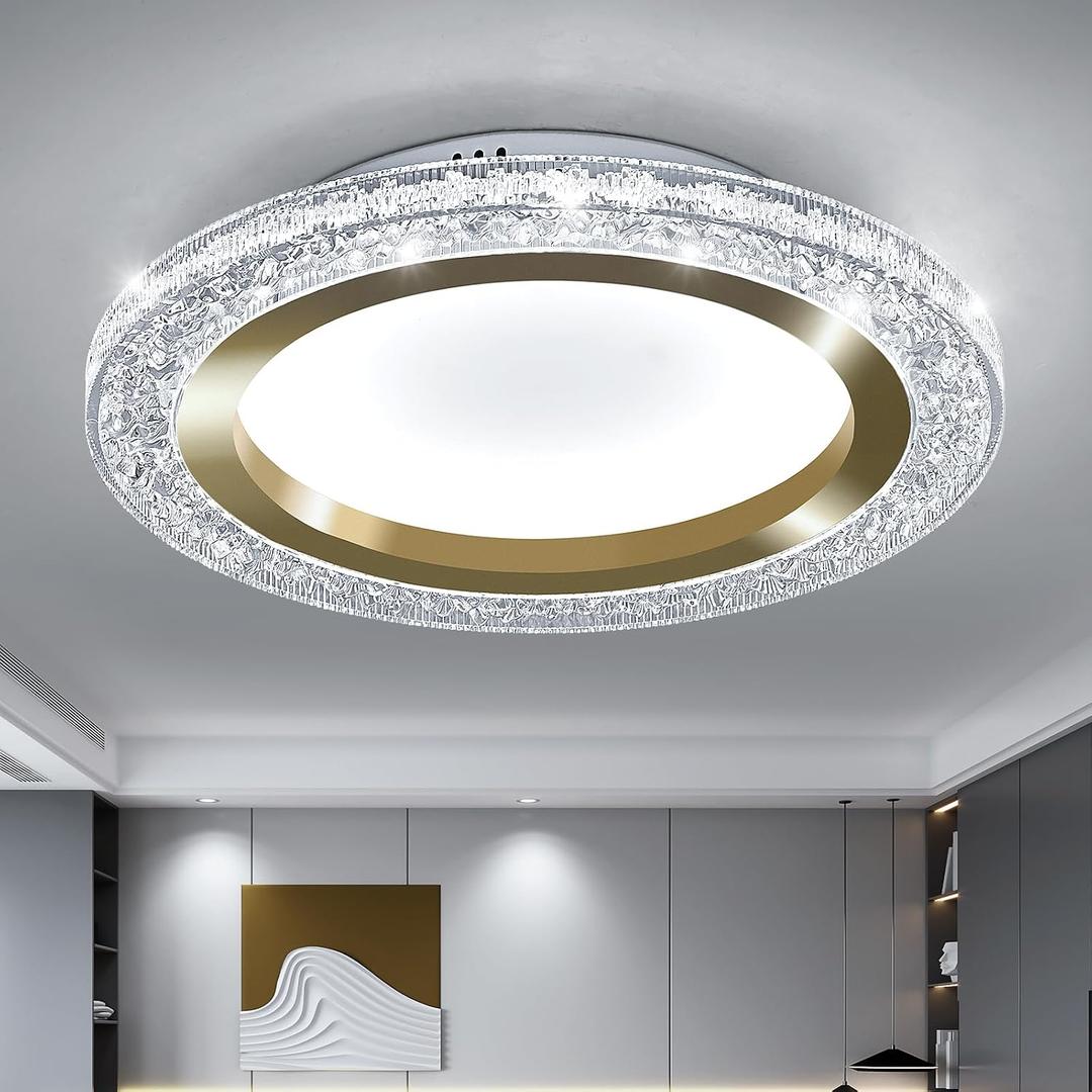 UOFUS Gold LED Flush Mount Ceiling Light 15.7inch Modern Round Ceiling Light Fixture 6400K Super Bright Circle Ceiling Lamp for Bathroom Kitchen Bedroom Living Room Entryway Hallway Stairwell, 15.74inch