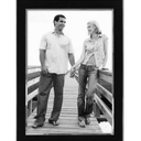 Malden International Designs Black Sleek With Silver Inside Border Picture Frame, 5x7, Black