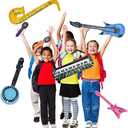 Max Fun Inflatable Rock Star Toy Set, 13 PCS 80s 90s Party Decorations Inflatable Party Props Musical Instrument Blow up Guitar Inflate Rock Band for Carnival Party Favors Rock and Roll Party Supplies