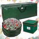 Falflor 4Pcs Christmas Tree Storage Bag&Ornament Organizer Box Holiday Storage Containers Christmas Wreath Storage Bag (9 Ft, Green)