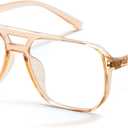 livho Vintage Aviator Blue Light Blocking Glasses, Fashion Oversized Frames with UV Protection Coating, Unisex Design (Transparent Tea Frame)