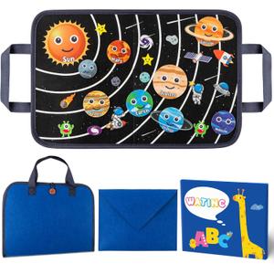 WATINC Travel Felt Board Story Set - 25PCS Portable Felt Board Educational Birthday Gift for Boys & Girls, Themed Storytelling Preschool Early Learning Interactive Play Kit for Toddlers (Space)