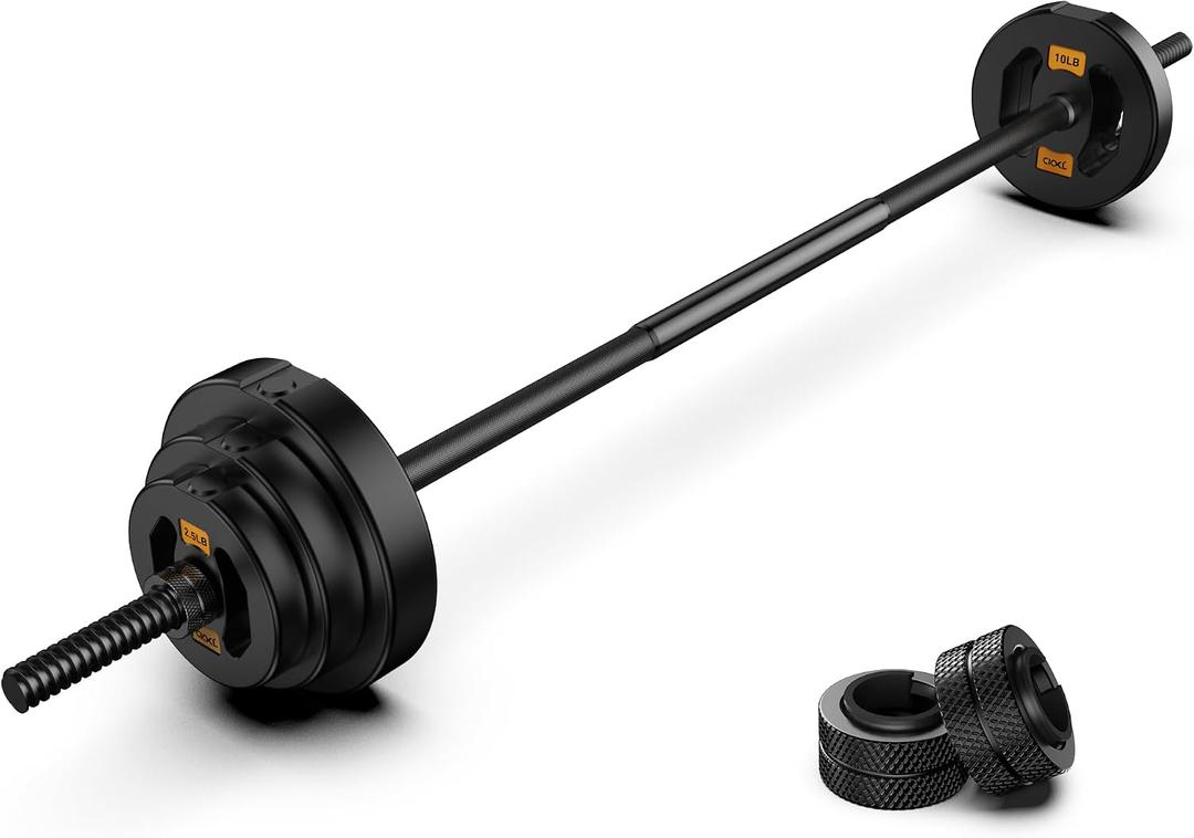 Barbell Bar Set - 45 LB Adjustable Weights-Lifting Standard Straight Bars