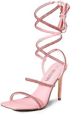 DREAM PAIRS High Heels Stilettos for Women - Strappy Gladiator Sexy Square Toe Open Toe Dressy Pumps Sandals Size 7