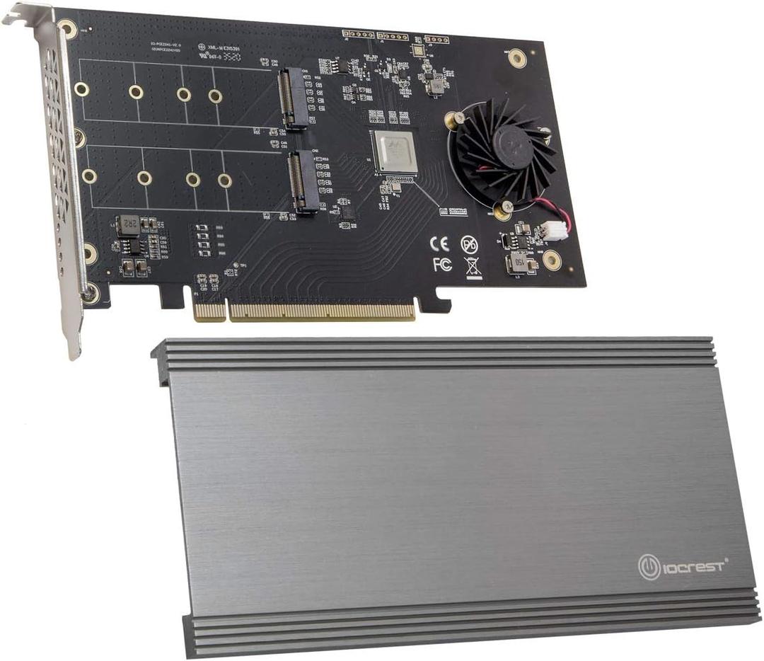 Dual M.2 NVMe Ports RAID to PCIe 3.0 x16 Interface (x8 Bandwidth) Bifurcation Riser Controller - SI-PEX40158