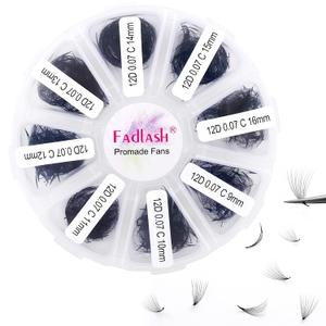 Volume Lash Extensions 1000pcs Premade Fans Eyelash Extensions Promades Eyelash Loose Fans Pointed Base 5D/8D/10D/12D/14D/16D 9-16mm/15-20mm Mixed Tray Avalible (12D-0.07C, 9-16mm)