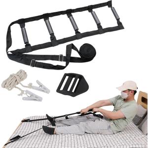 ZUEXT Bed Ladder Assist 160 Inch, Black Pull Up Assist Device w/ 5 Handles Grips, Adjustable Rope Ladder Straps, Sit Up Handle Helper for Elderly Seniors Adults Pregnant Injury Handicapped Patients