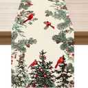 XCHI Cardinal Birds Winter Pine Tree Christmas Xmas Table Runner Table Decoration for Home Kitchen Dining Holiday Decor 13x120 Inch