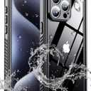 xiwxi for iPhone 15 pro case Waterproof,[IPX8 Underwater Case][Full Body Shockproof & 15FT Military Dropproof][Built-in Screen Protector][Dustproof] Clear Sound for iPhone 15 pro case 6.1 inch-Black