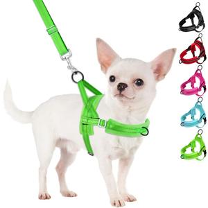 SlowTon No Pull Small Dog Harness and Leash Set, Puppy Soft Vest Harness Neck & Chest Adjustable, Reflective Lightweight Harness & Anti-Twist Pet Lead Combo for Small Medium Dogs (G-Front Clip,XXS)