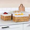 Household Essentials Wicker Basket Set, 3 Pieces, 1 Large and 2 Small Water Hyacinth Baskets for Storage and Organization