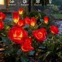 Brightown Outdoor Solar Flower Lights, 4 Pack Solar Garden Light with Larger & More Realistic Red Rose, Bigger Solar Panel, Waterproof Solar Lights Outdoor for Yard Garden Lawn Pathway Decoration
