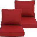 COZYVIDA Outdoor/Indoor 24x27.5 inch Deep Seat Patio Cushions Set of 2 Resilient Foam Filling Water Repellent Stain-Resistant UV Resistant Weather Resistant Patio Cushions Chili