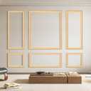 Art3d Pre-Cut Wall Molding Set of 6 pcs, Ready-to-Assemble Wainscoting Panels for Interior Wall Dcor Living Room Bedroom Accent Wall - Installed with Glue, 3 Top 3 Bottom, Oak