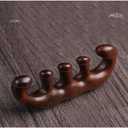 2 x 100% Natural Handmade Pure wood Five-tooth meridians comb portable gold wire sandalwood comb large wide tooth head scalp meridians scraping massage comb Wooden Comb for Men and Women