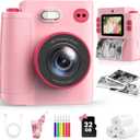 Kids Camera Toys for 3 4 5 6 7 8 9 10 Year Old Girls Boys, Christmas Birthday Gift with 1080P HD Digital Camera, 32GB SD Card, Selfie Mode, Fun Filters, Portable Travel Toy - Pink