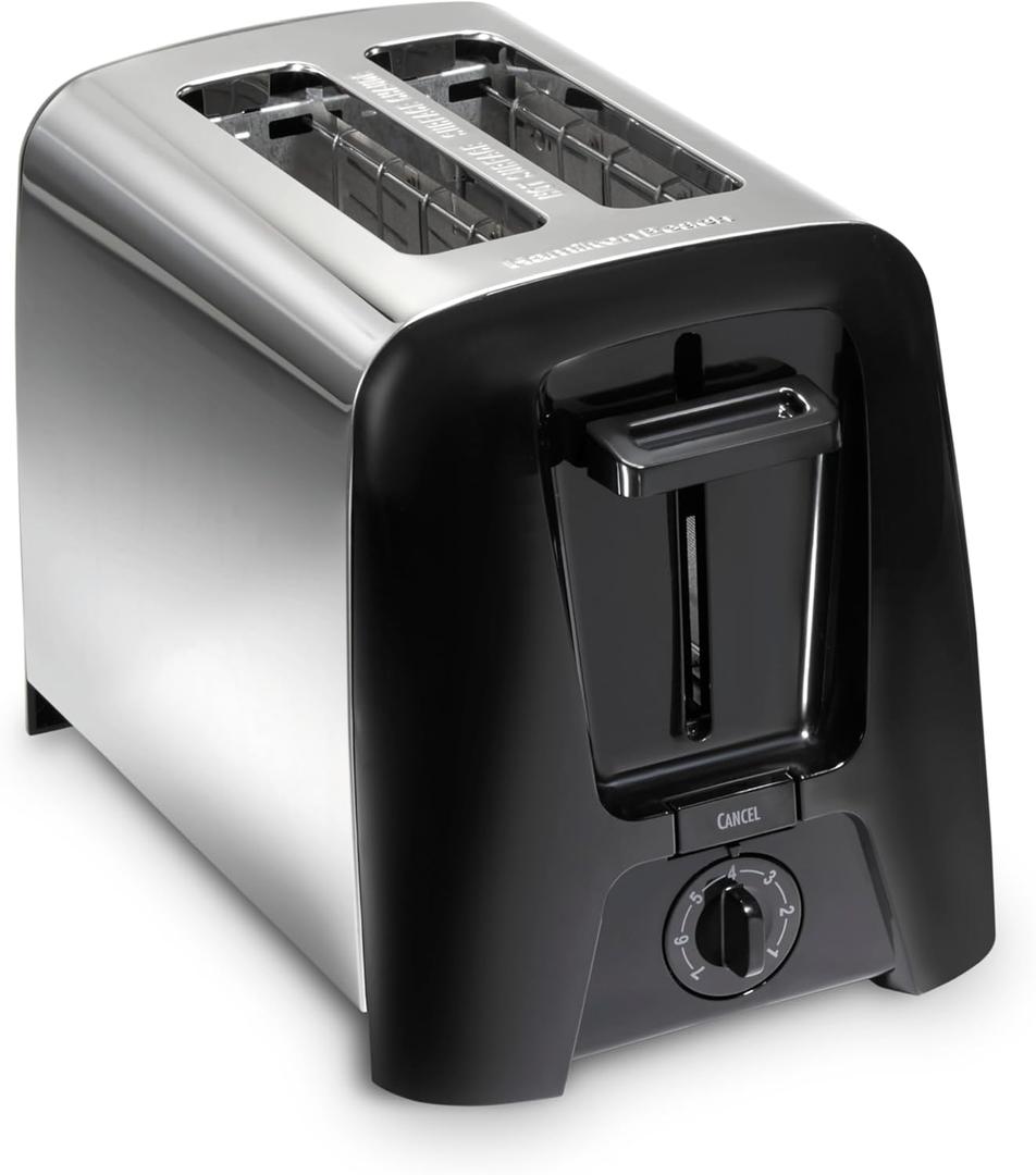 Hamilton Beach 2 Slice Toaster with Extra Wide Slots, Shade Selector, Auto-Shutoff, Cancel Button and Toast Boost, Black