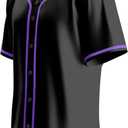 Baseball Jersey for Men,Blank Baseball Jerseys Shirts Short Sleeve Hip Hop Sports Casual Button-Down Uniforms (Black, L)