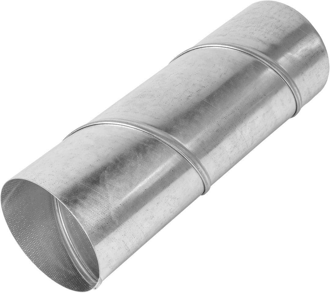 4" Inch Round Spiral Air Duct, 12" Inch Long Duct, Straight Rigid Galvanized Steel Dryer Vent Hose Extension, Warm Air Exhaust, Threaded Metal Duct