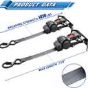 ANLULOAD 1In*11.8Ft, Retractable Ratchet Strap, with Quick Release, with Fixed Base, Rotatable, for Pickup Trucks, Vans, Utv.-BS:1,410Lbs-2PACKS