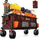 Originsure 48" L Collapsible Wagon Cart Foldable, 560lbs Weight Capacity 300L Heavy Duty Folding Beach Wagons with Big All-Terrain Wheels, Utility Carts for Groceries, Shopping, Camping, Sports-red
